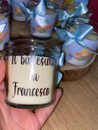 Bomboniere personalizzate candela in cera di soia vaniglia